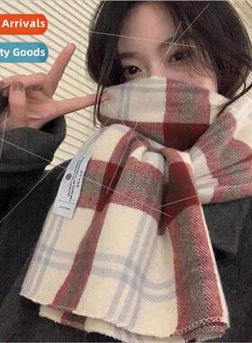 Scarf female winter new plaid Korean atmosphere sense of stu