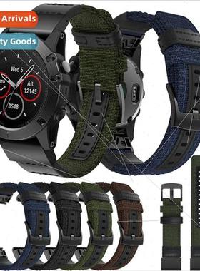 适用 Fenix 7x Quick Release Nylon Canvas Leather StrapFenix