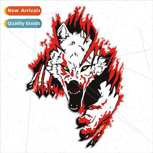 Car stickers 3D realistic domineering wolf head hood door bo