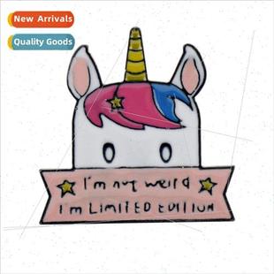 oil drop not cute weird i`m unicorn badge Cartoon brooch