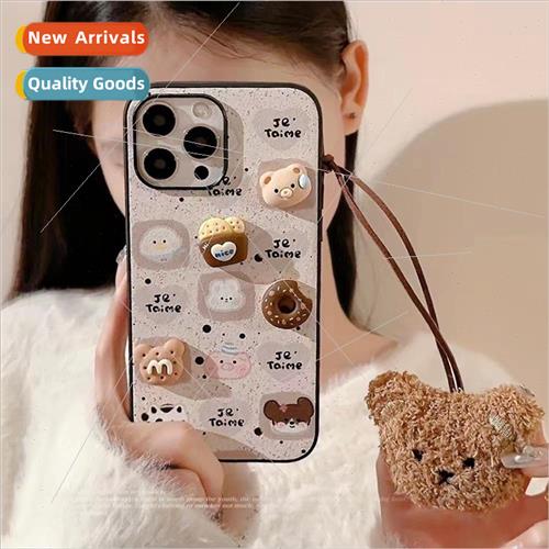 Cute cartoon plush bear pendant 适用 15ProMax new iPhone 14