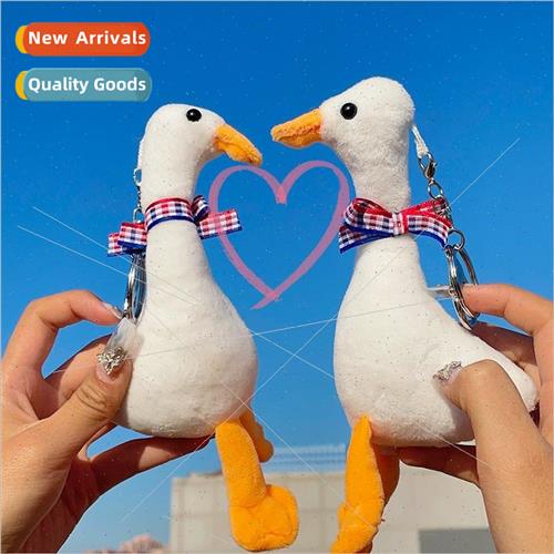 Big white goose keychain pendant plush toys cute long neck d