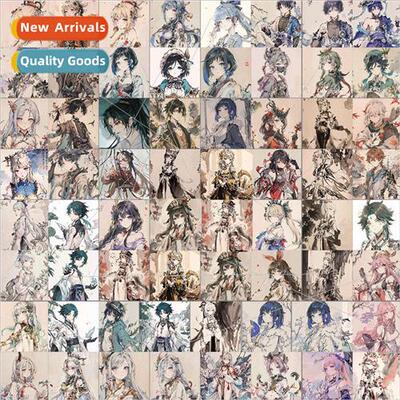 62pcs of ancient wind and ink drawings of the God anime stic