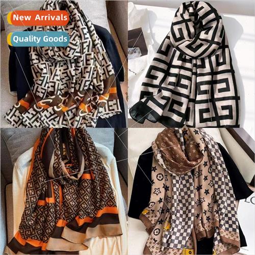 Take the sample cotton and linen printed scarf female fall a