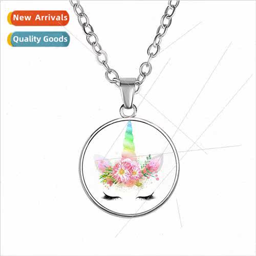 Creative new childrens cartoon necklace colorful unicorn lad