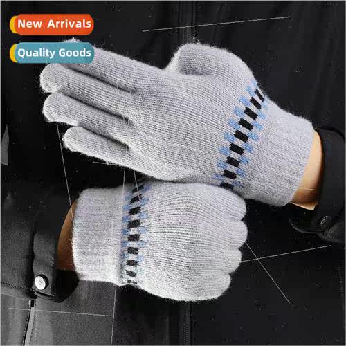 New touch screen gloves mens winter thickened warm jacquard