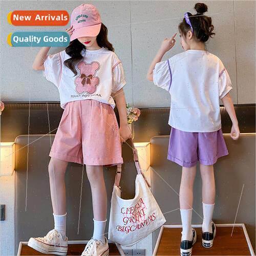 2023 new childrens clothing girls casual suit summer section