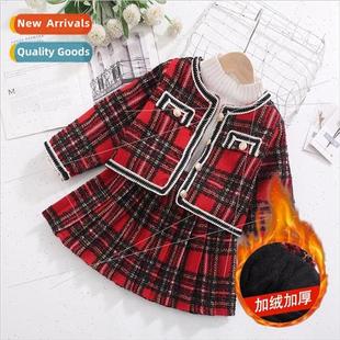 clothing girls plaid 2022 winter childrens suit section new