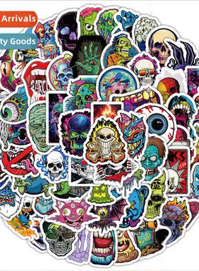 100 pieces of cool colorful skull stickers decorative luggag