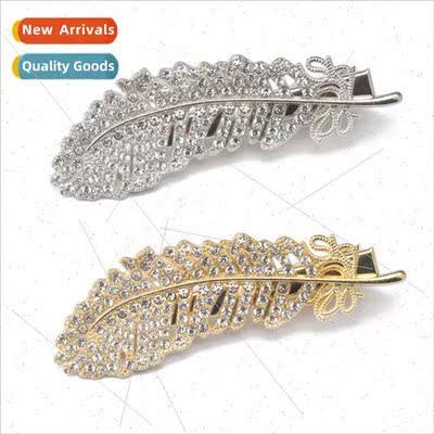 Koreas new ins rhinestone feather a word hairpin full of dia