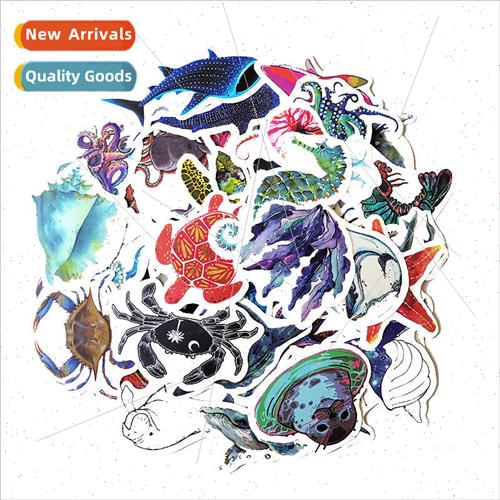 Blue sea creature stickers diy notebook luggage stationery s
