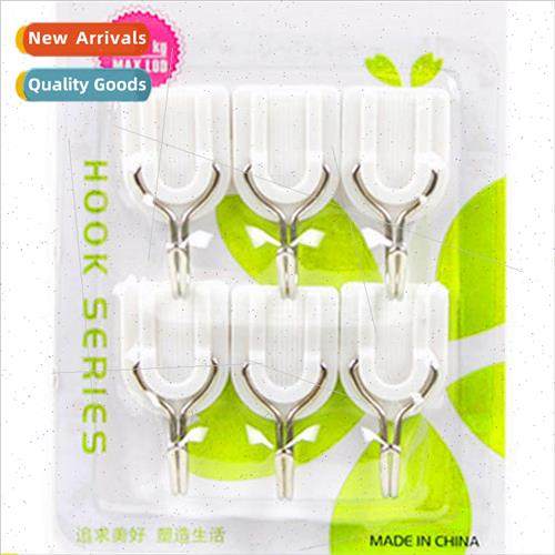 J076 Creative Home White Powerful Sticky Hooks 6pcs Hooks Ho