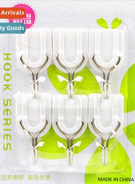 J076 Creative Home White Powerful Sticky Hooks 6pcs Hooks Ho