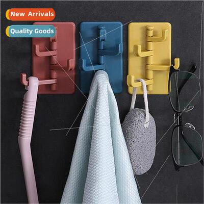 Four series of rotating adhesive hooks household sticky hook