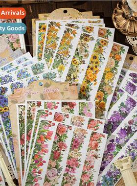 Flowers fall full of garden lace and paper stickers retro li