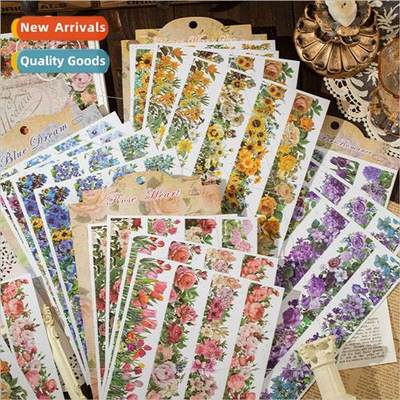 Flowers fall full of garden lace and paper stickers retro li