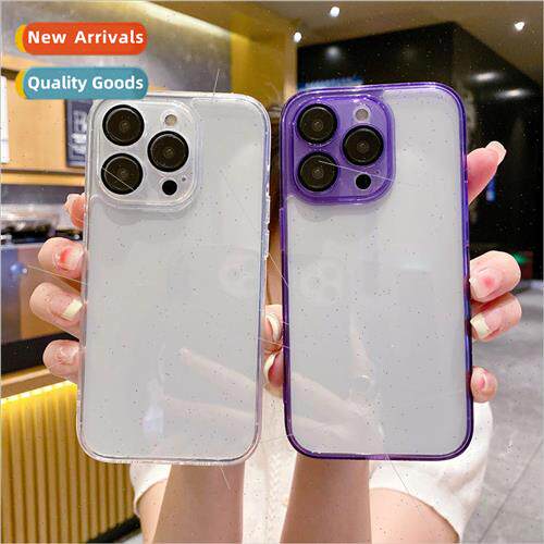 适用 Apple 15 Fine Hole Glass Phone Case iphone14ProMax Tran