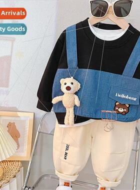 Boys spring and autumn suit 2024 new baby boys spring colorf