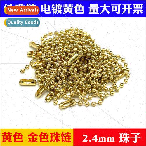 2.4mm Diameter Iron Bead Chain ckel Plated Gold Yellow Metal