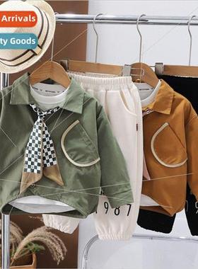 Autumn new boys clothes three-piece Korean  of the Mori sect