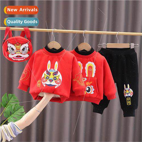 Baby padded sweater suit men and girls winter 2023 new baby