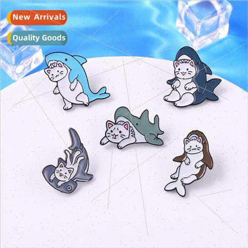 New creative cartoon cute cat shark shape paint alloy access