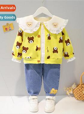 Korean  of the childrens spring childrens cardigan three-pie