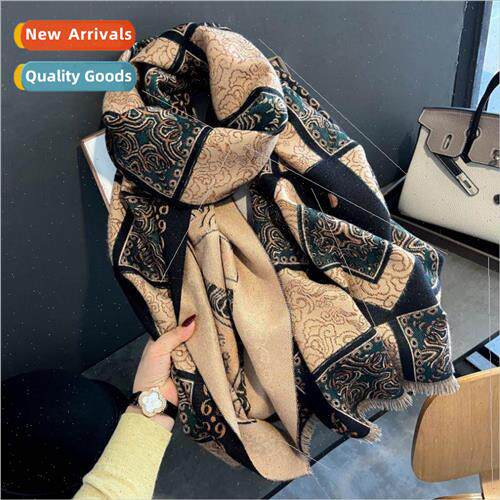 Faux cashmere scarf female fall and winter 2023 new retro to