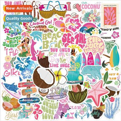50 Coconut Girl Doodle Stickers Guitar Laptop ggage DIY Wate