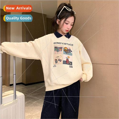 Girls sweater padded 2023 new winter childrens fall and wint