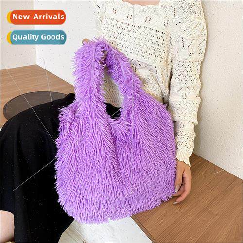 2023 new fall and winter Korean fur bag long plush large cap
