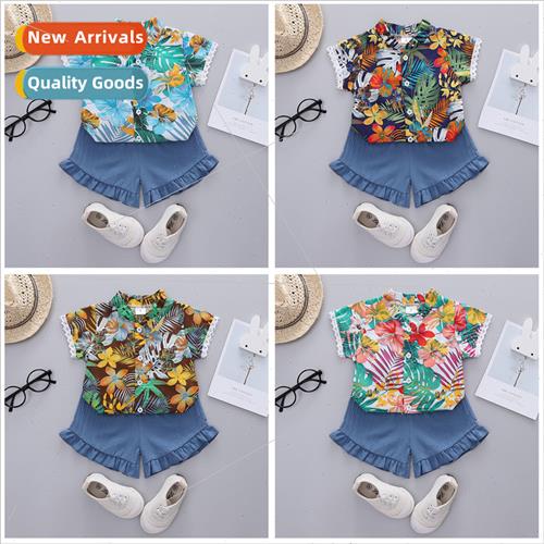 2023 new girls summer suit baby summer 适用eign- two-piece c