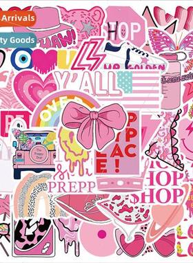 50 new pink girl heart Preppy doodle stickers luggage notebo
