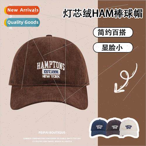 Corduroy versatile baseball cap fall and winter Korea show f