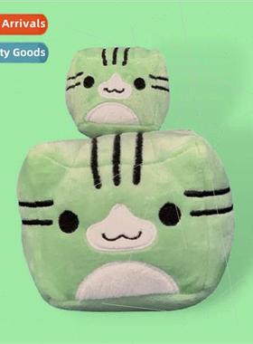 New geometric kitty plush green square cat plush doll keycha
