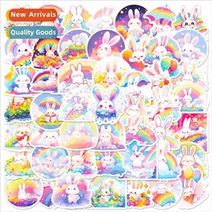 50 Cute Rainbow Bunny Cartoon Kids Stickers Cure Animal Kind