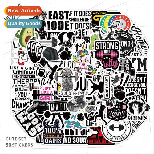 50 new cute fitness text inspirational doodle stickers books