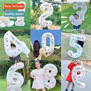 Numbers Aluminum Film New Party Printed Balloons Numbe White