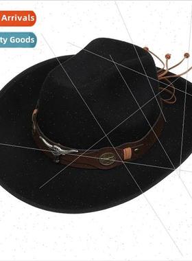 New western cowboy hat tweed bowler hat large brim hat minor
