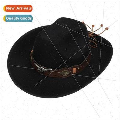 New western cowboy hat tweed bowler hat large brim hat minor