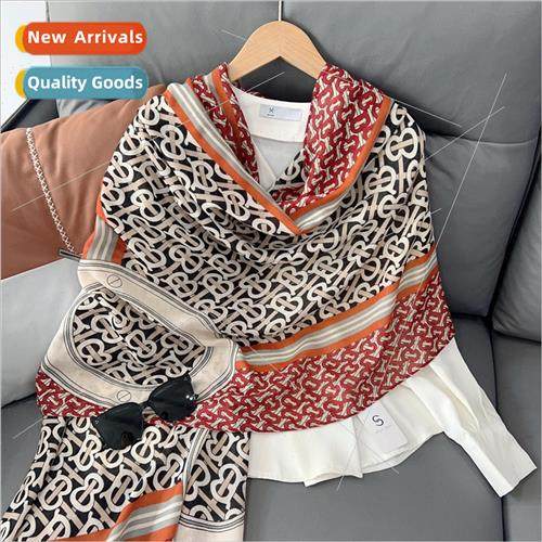 New cotton and linen printed silk scarf summer thin section