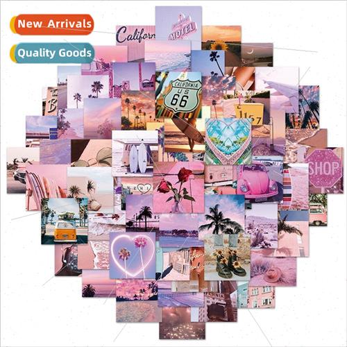 62 Cali适用nia Sunshine Pink Healing Landscape Stickers Graf