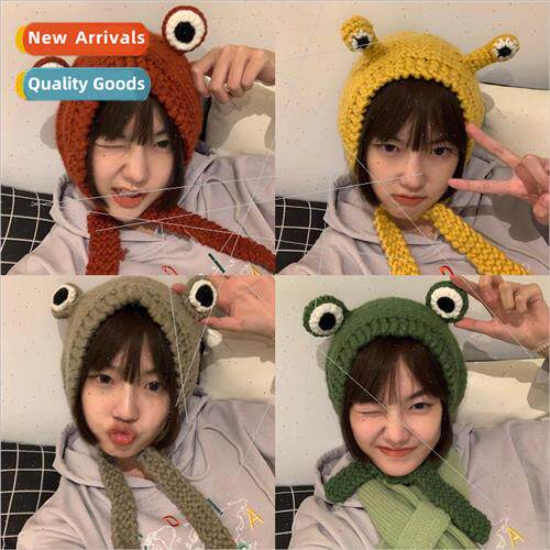 sweet cute knitted wool hat frog hat head cover cute warm kn