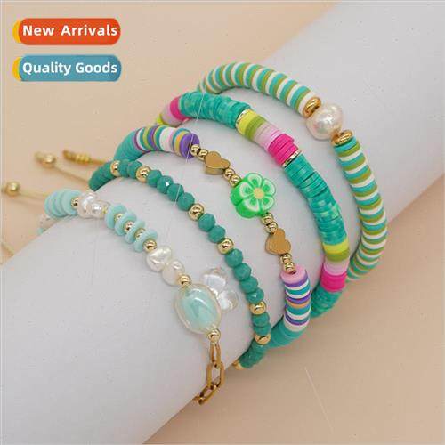 New bohemian  green turquoise rabbit head crystal soft ceram