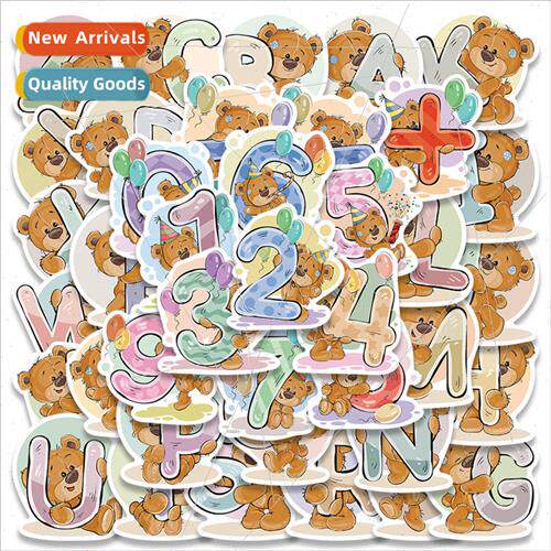 39 bear numbers letters cute children stickers cell phone wa