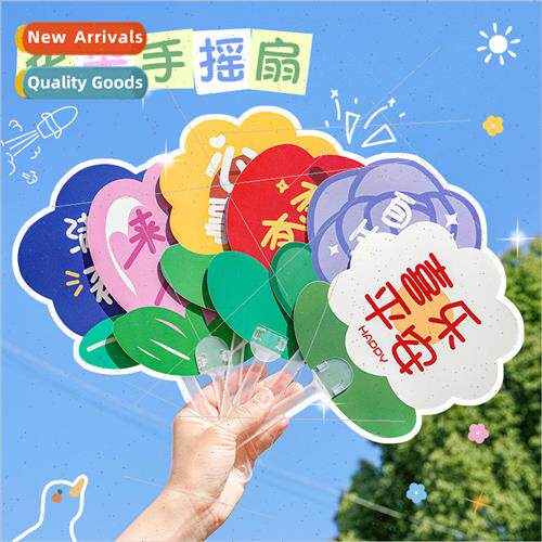 Inspirational text flowers bloom half summer handheld fan mi
