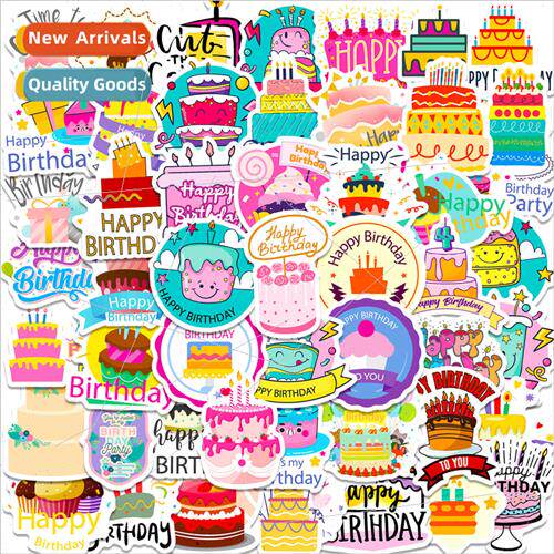 50 pcs birthday cake stickers birthday es doodle stickers DI