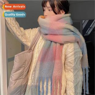 colorful the warm striped color scarf new plaid Korean