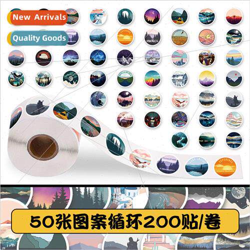 200 stickers outdoor travel roll stickers healing beautiful