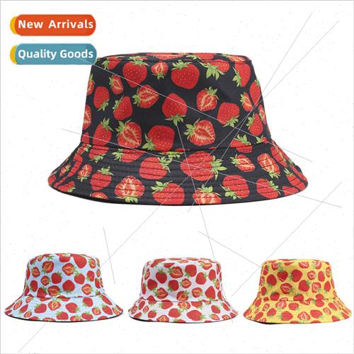 Fishermans hat small fresh strawberry printing sun hat doubl